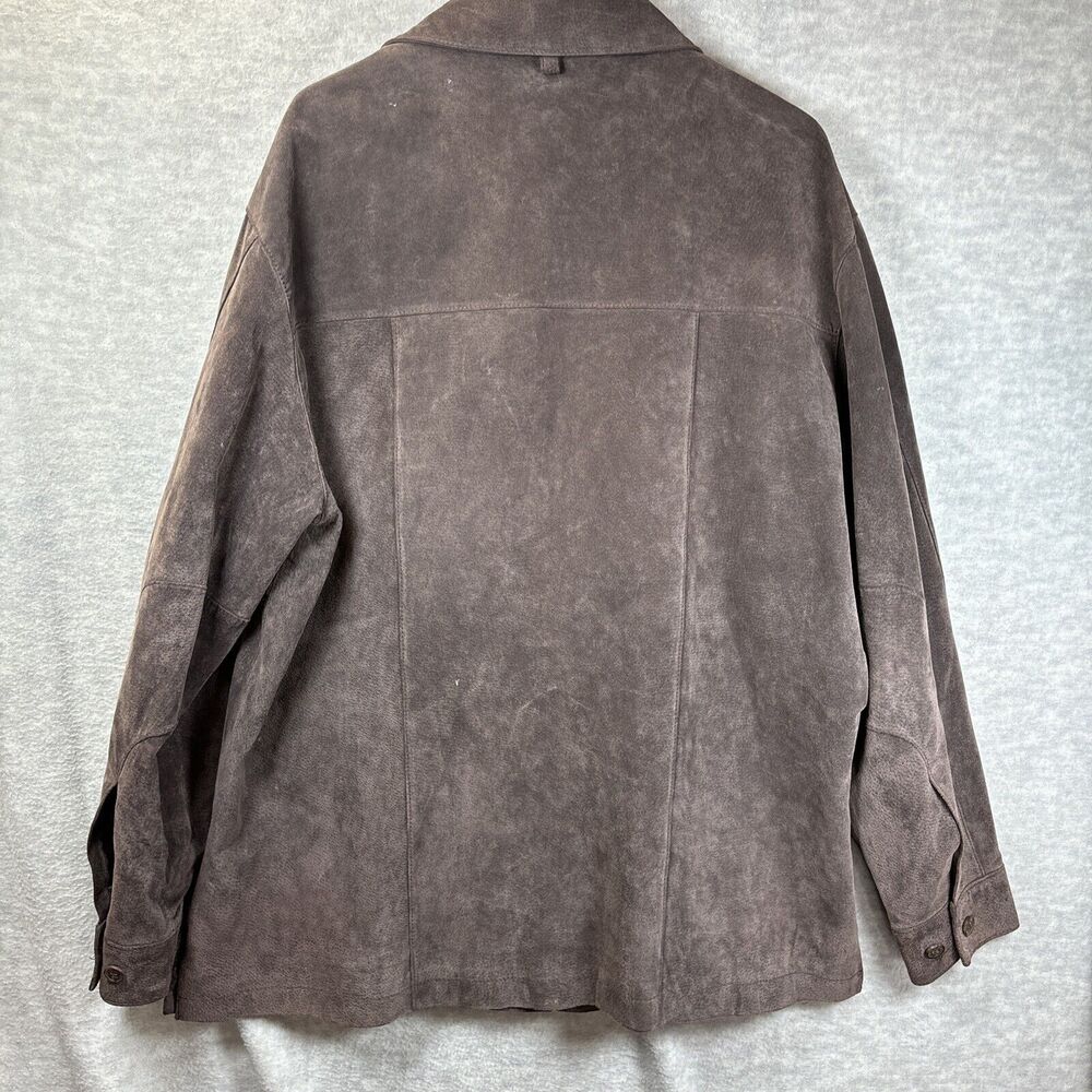 Suede Leather Chore Coat XL Brown Rancher Jacket Washable Zip Pocket Harbor Bay - Picture 11 of 16